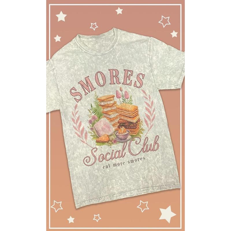 Smores Social Club Mineral Washed Graphic T-Shirt Hoodie, Sweatshirt | UrbanDripWear.com