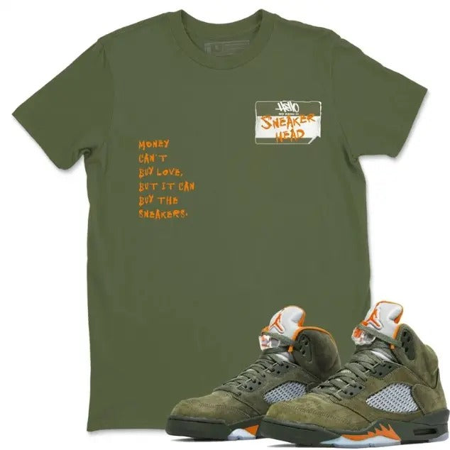 Sneakerhead Badge Unisex Crew Neck Sneaker Matching Tee Shirt To Match 5s Olive Hoodie, Sweatshirt | UrbanDripWear.com