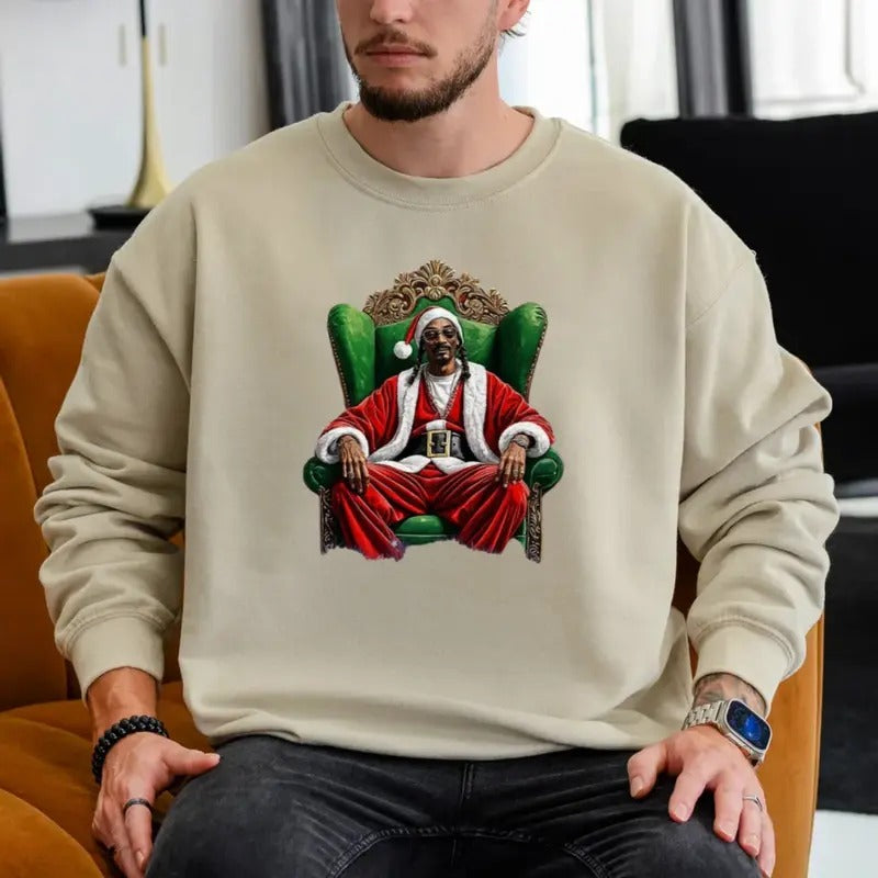 Snoop Santa Christmas Sweatshirt, Gangsta Rapper Holiday Shirt, Twas The Nizzle Hip Hop Shirt, Unisex Sweater Pullover...