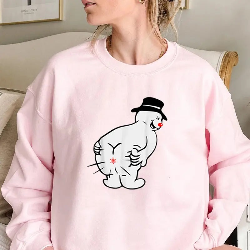 Snowman Christmas Humor Gag Fun Holiday, Funny Sweater Casual Street Style Fleece Fabric Crewneck Pullover Sweatshirt...