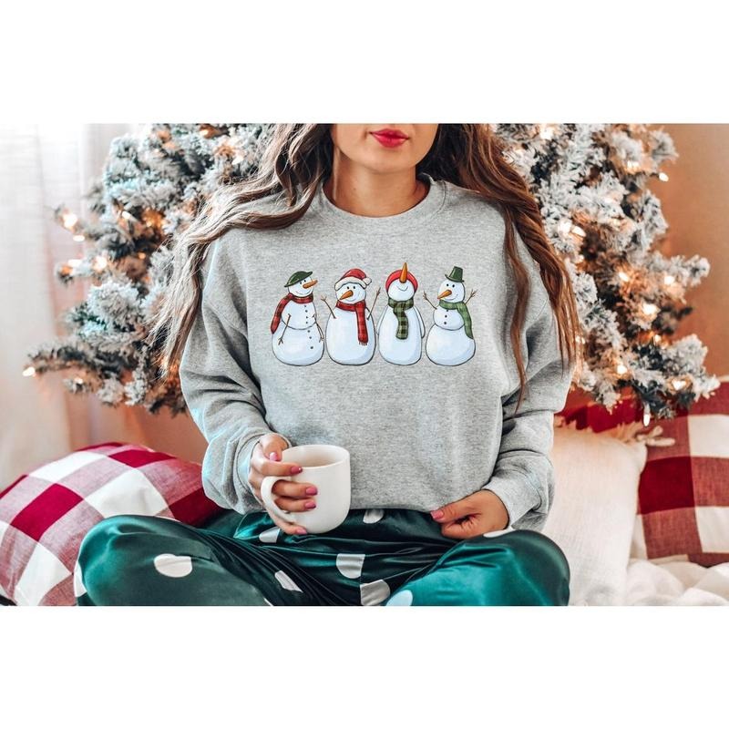 Snowman Sweatshirt, Christmas Sweatshirt,  Christmas Sweater Cotton Polyester T-Shirts, Hoodie | UrbanDripWear.com