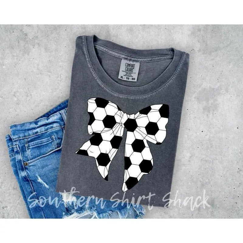 Soccer Bow t shirt |  comfort colors shirt | soccer season t shirt Hoodie, Sweatshirt | UrbanDripWear.com