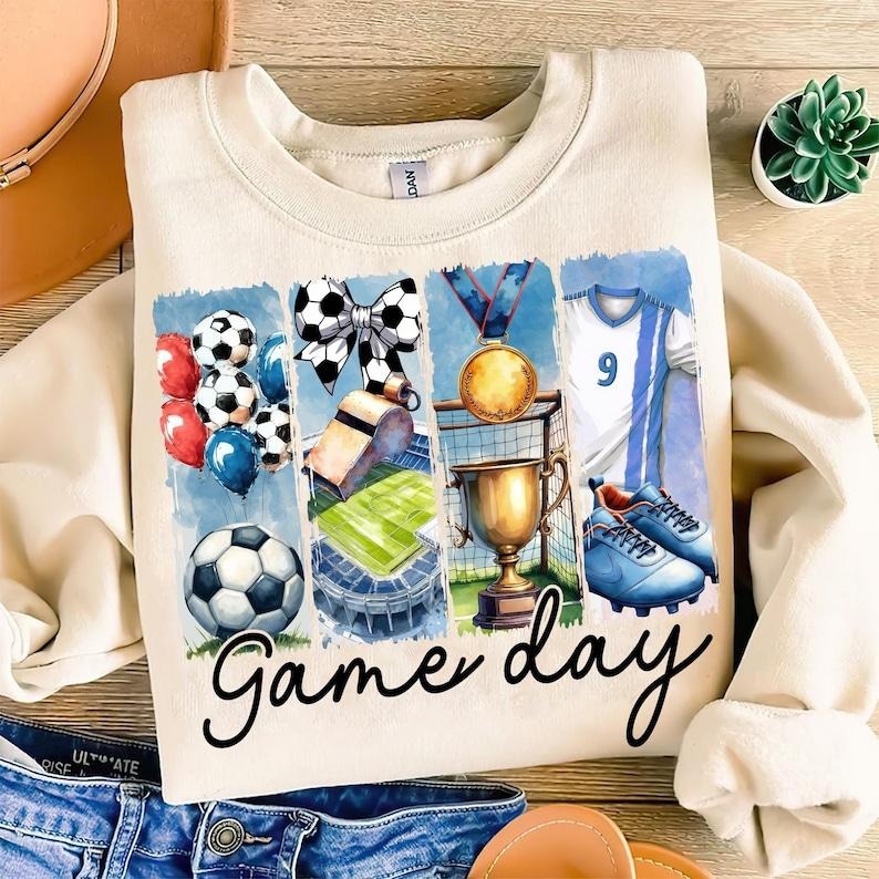 Soccer Game Day Coquette Bow , Mama , Soccer Mom , Brushstroke Sweatshirt Crewneck Classic T-Shirts, Hoodie