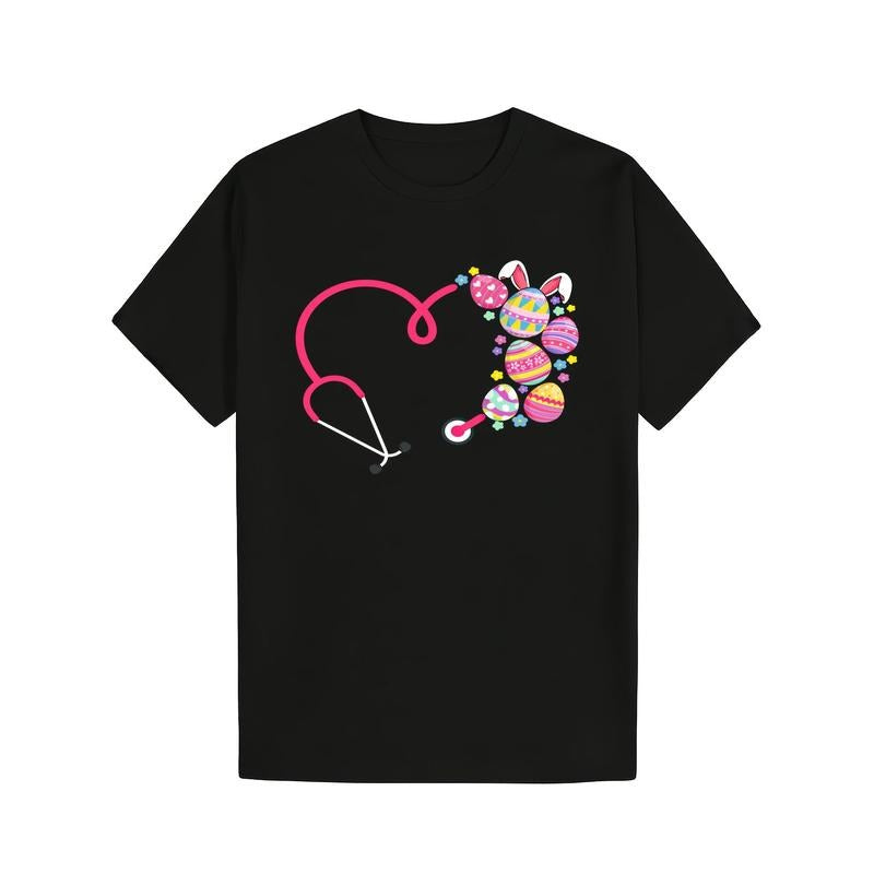 Soft & Comfy 100% Cotton Bunny Stethoscope Easter T-Shirt