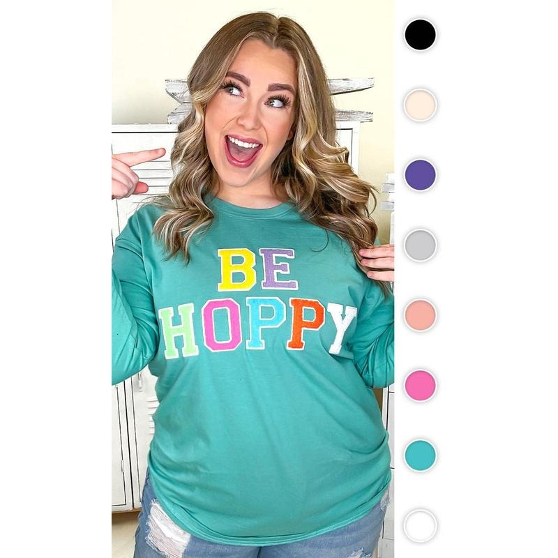 Soft Chenille Be Hoppy Easter Adult Long Sleeve Shirt Hoodie, Sweatshirt | UrbanDripWear.com