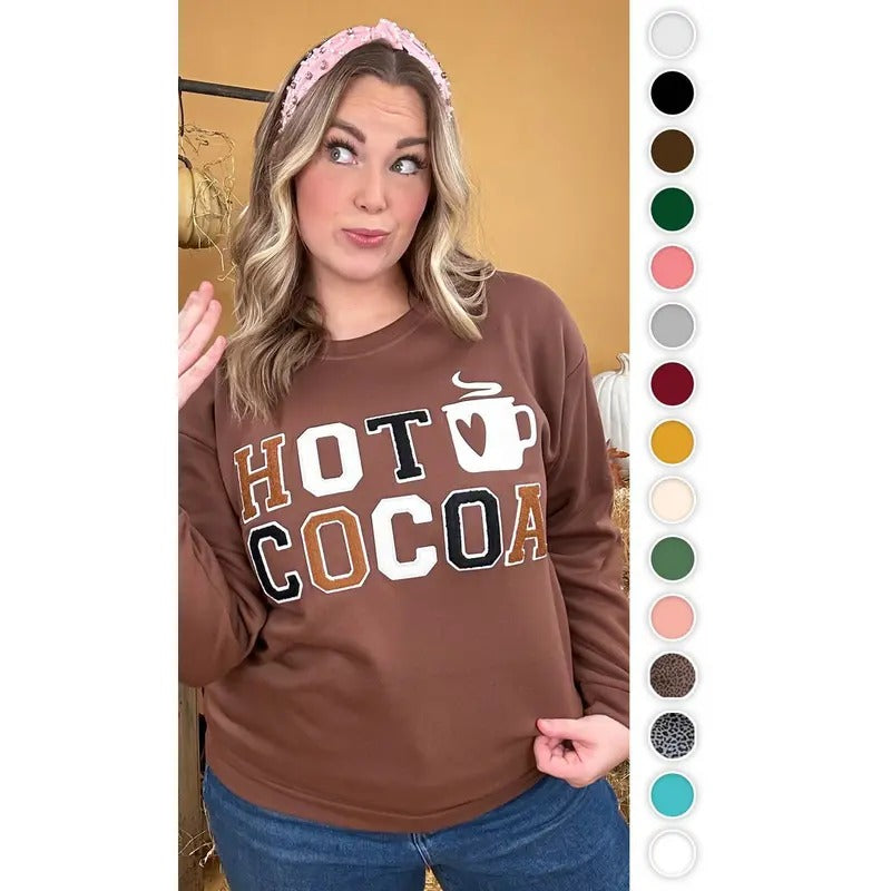 Soft Chenille Hot Cocoa Graphic Sweatshirt T-Shirts, Hoodie | UrbanDripWear.com