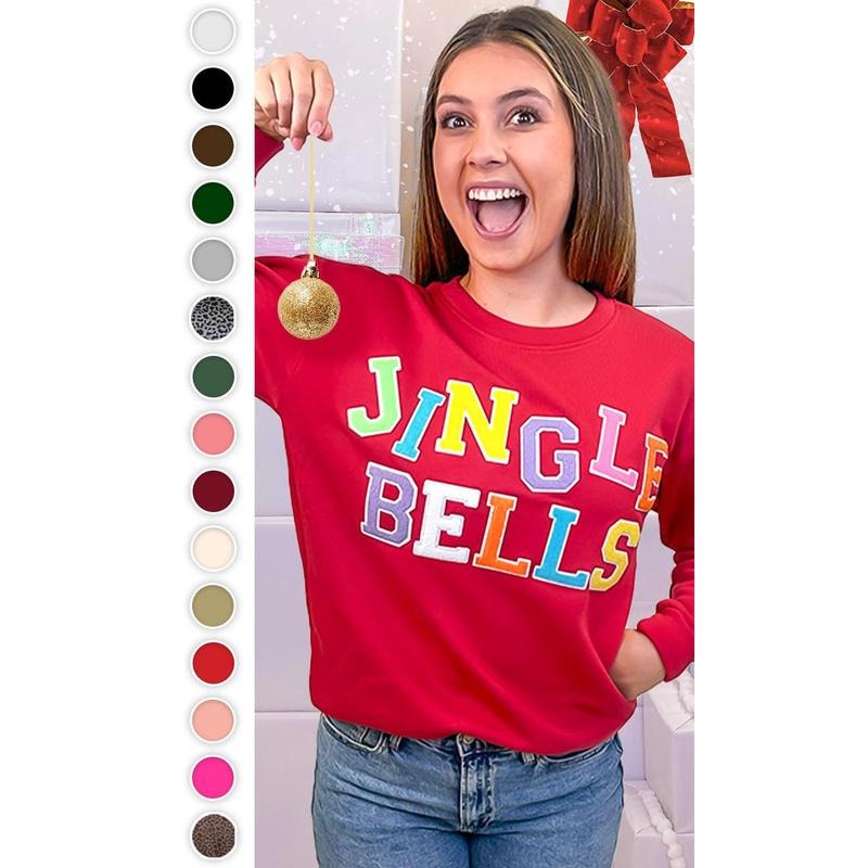 Soft Chenille Jingle Bells Graphic Sweatshirt T-Shirts, Hoodie | UrbanDripWear.com