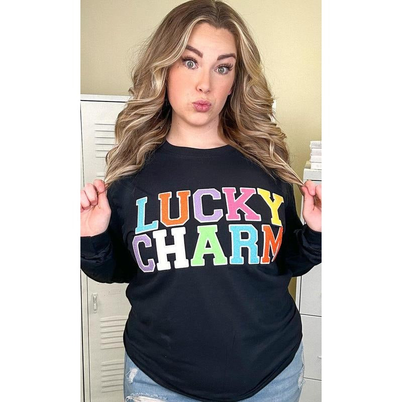 Soft Chenille Lucky Charm Adult Long Sleeve T-Shirt Hoodie, Sweatshirt | UrbanDripWear.com