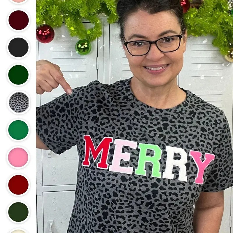 Soft Chenille Merry Graphic T-Shirt Hoodie, Sweatshirt | UrbanDripWear.com