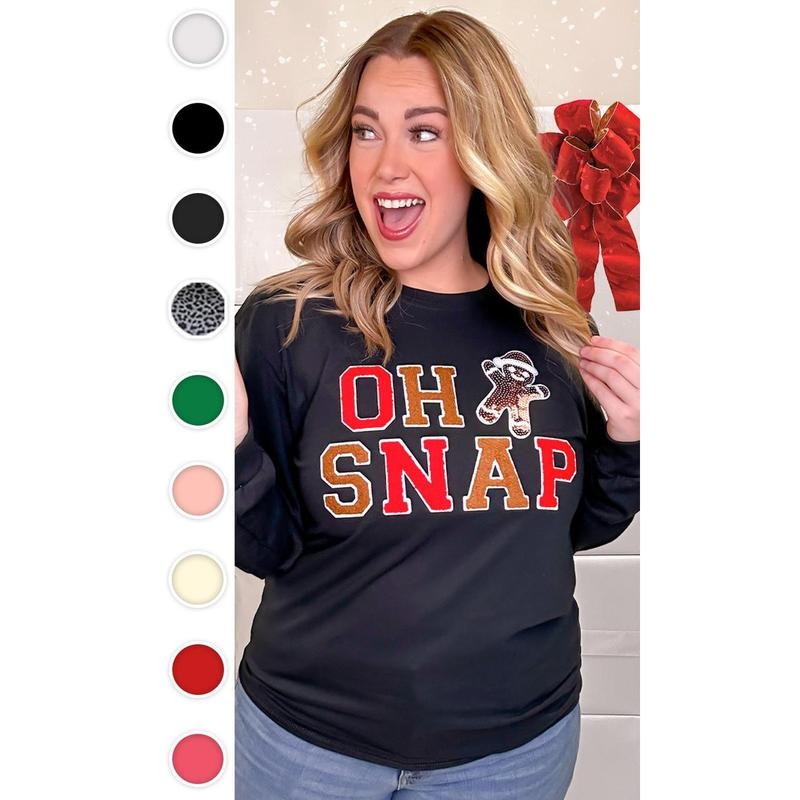 Soft Chenille Oh Snap Graphic Long Sleeve T-Shirt Hoodie, Sweatshirt | UrbanDripWear.com