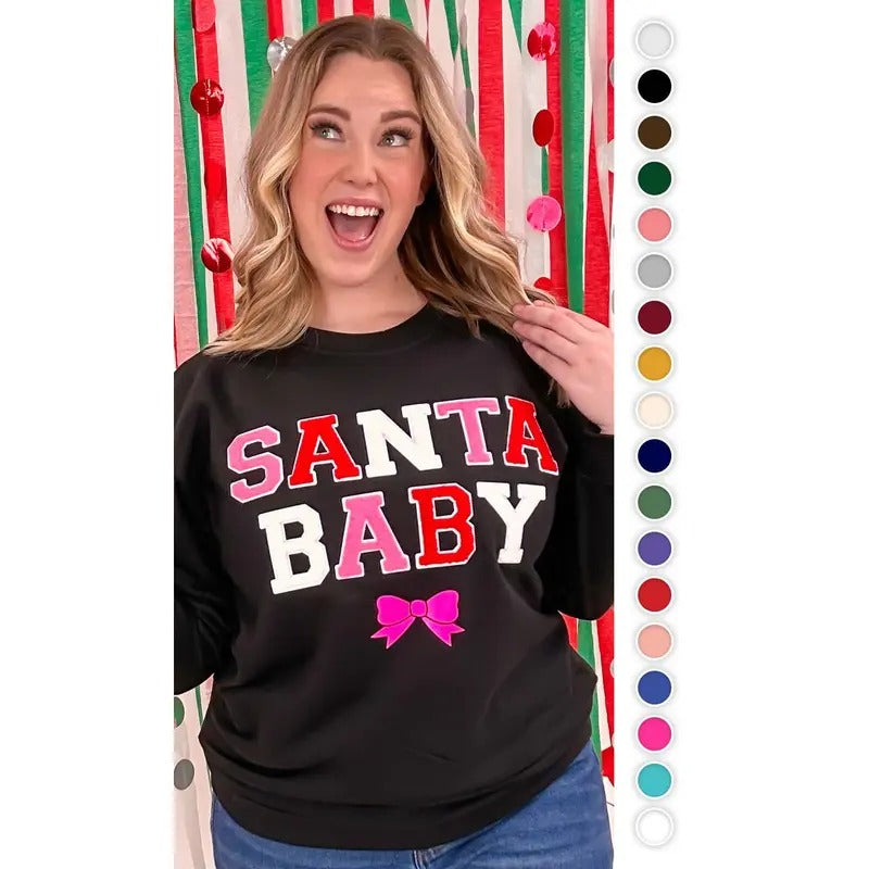Soft Chenille Santa Baby Sweatshirt T-Shirts, Hoodie | UrbanDripWear.com