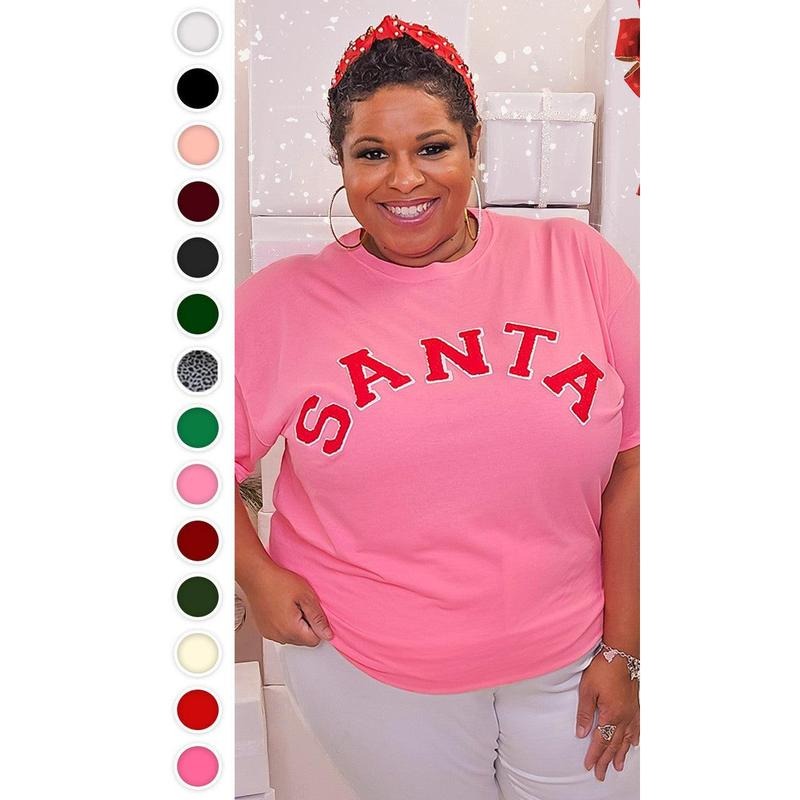 Soft Chenille Santa Graphic T-Shirt Hoodie, Sweatshirt | UrbanDripWear.com