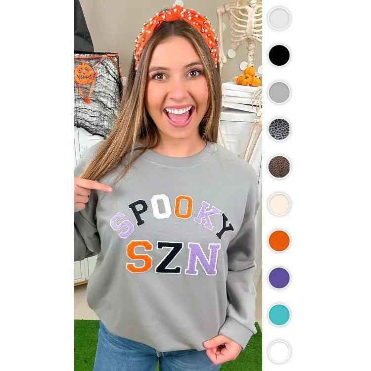 Soft Chenille Spooky SZN Graphic Sweatshirt T-Shirts, Hoodie | UrbanDripWear.com