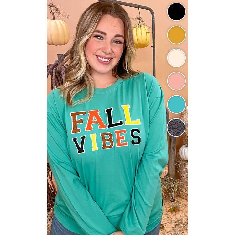 Soft Ideal Chenille Fall Vibes Graphic Boyfriend Long Sleeve T-Shirt Hoodie, Sweatshirt | UrbanDripWear.com