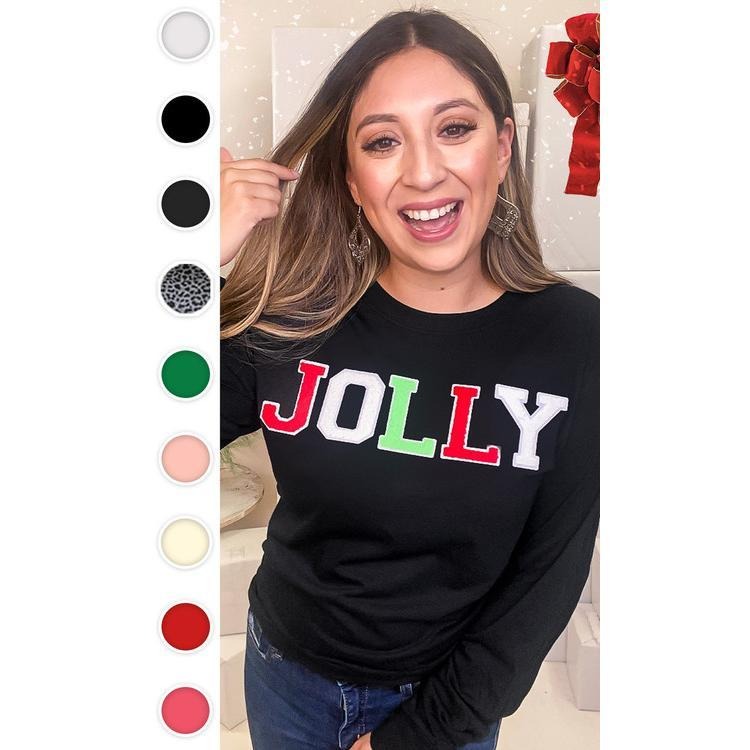 Soft Ideal Chenille Jolly Graphic Long Sleeve T-Shirt Hoodie, Sweatshirt | UrbanDripWear.com
