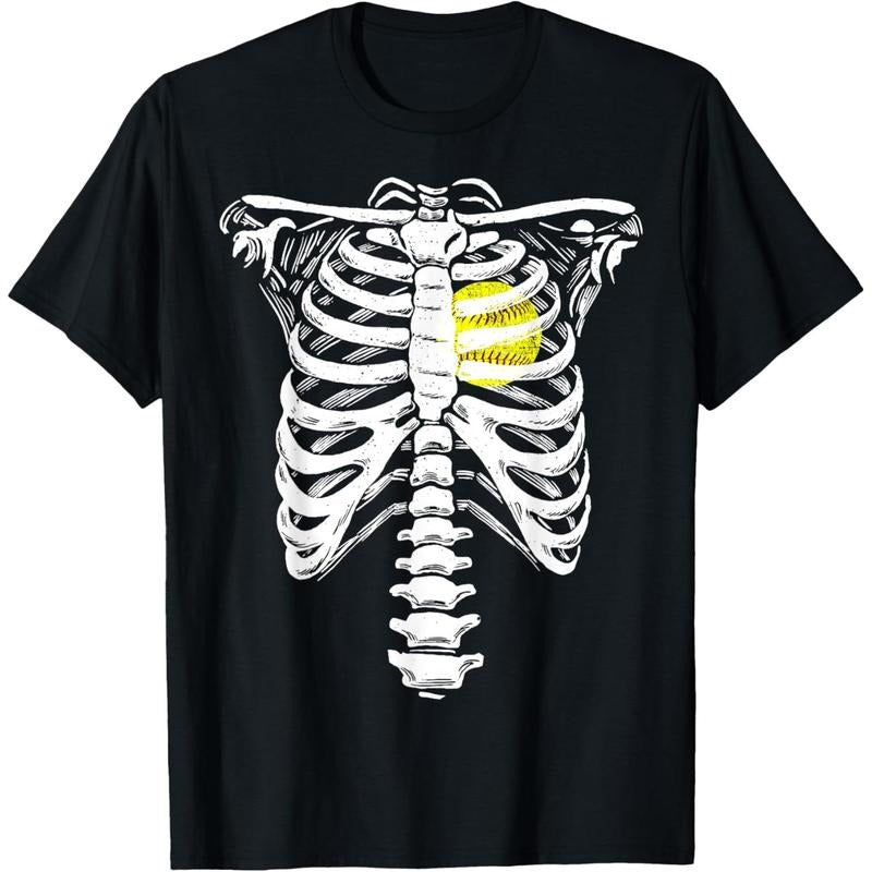 Softball Heart Skeleton Rib Cage Halloween Love Softball T-Shirt made in usa Hoodie, Sweatshirt | UrbanDripWear.com