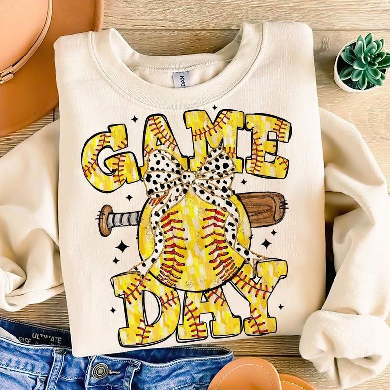 Softball Sweatshirt Game Day Softball Coquette Bow Softball Mama Brushstroke Softball Mom T-Shirts, Hoodie