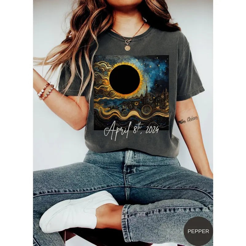 Solar Eclipse Shirt 2024 Total Solar Eclipse Tshirt Aesthetic April 8th 2024 Shirt Celestial shirt Hoodie, Sweatshirt