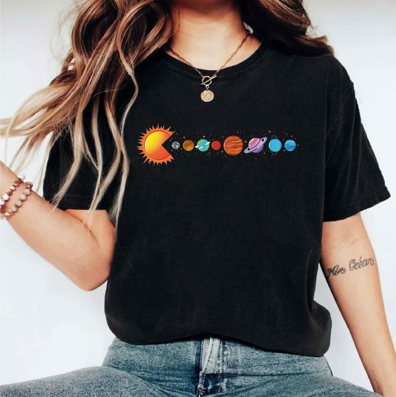 Solar System T-Shirt, Funny Planet Shirt, Astronomer Tee, Science Lover Tee, Space Travel Planets Shirt, Scientist Short...