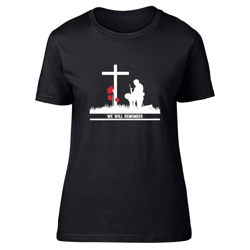 Soldiers We Will Remember Fitted Womens Ladies T Shirt Hoodie, Sweatshirt | UrbanDripWear.com