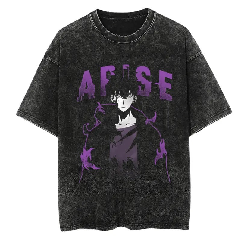 Solo Leveling Sung Jin Woo Arise Vintage Tee Unisex T-Shirt, Solo Leveling T-shirt, Anime T-shirt Full Color, For Men,...