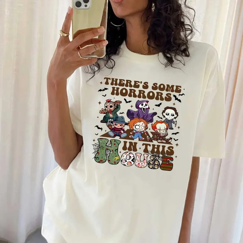 Some Horror in this house Shirt, Hallowen Shirt,  Cute Fall Shirt, Spooky Season Hoodie, Sweatshirt | UrbanDripWear.com