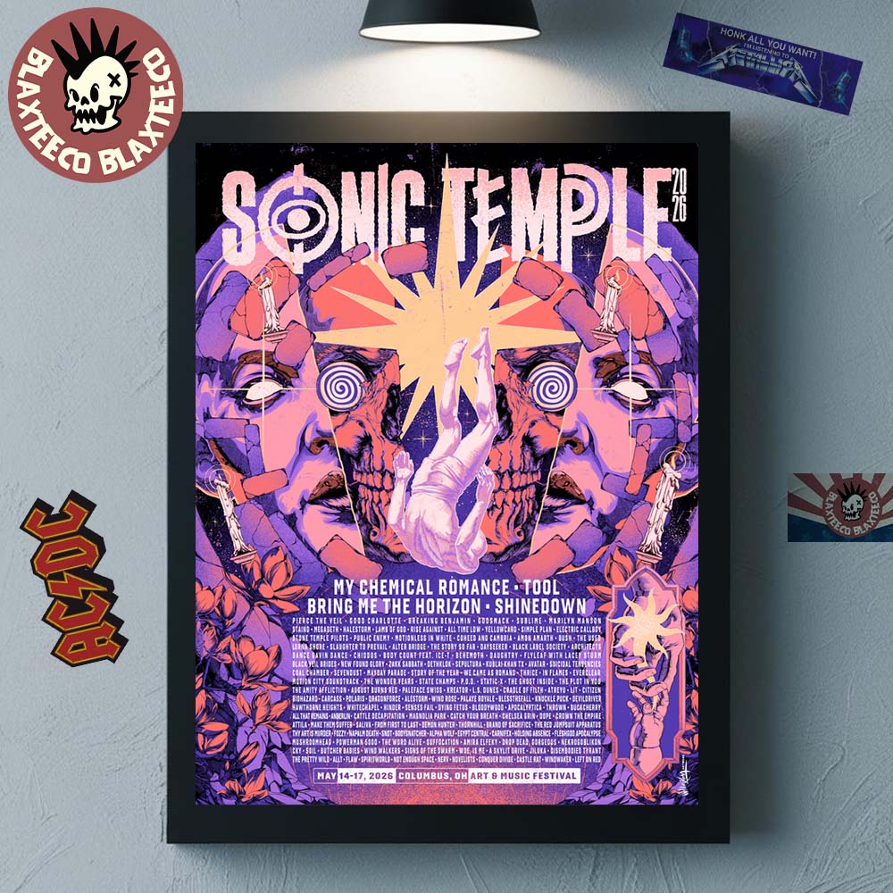 Sonic Temple 2026 Festival Full Lineup In Columbus Ohio At Art And Music Festival From May 14 To 17 2026 Brainwash Poster Canvas
