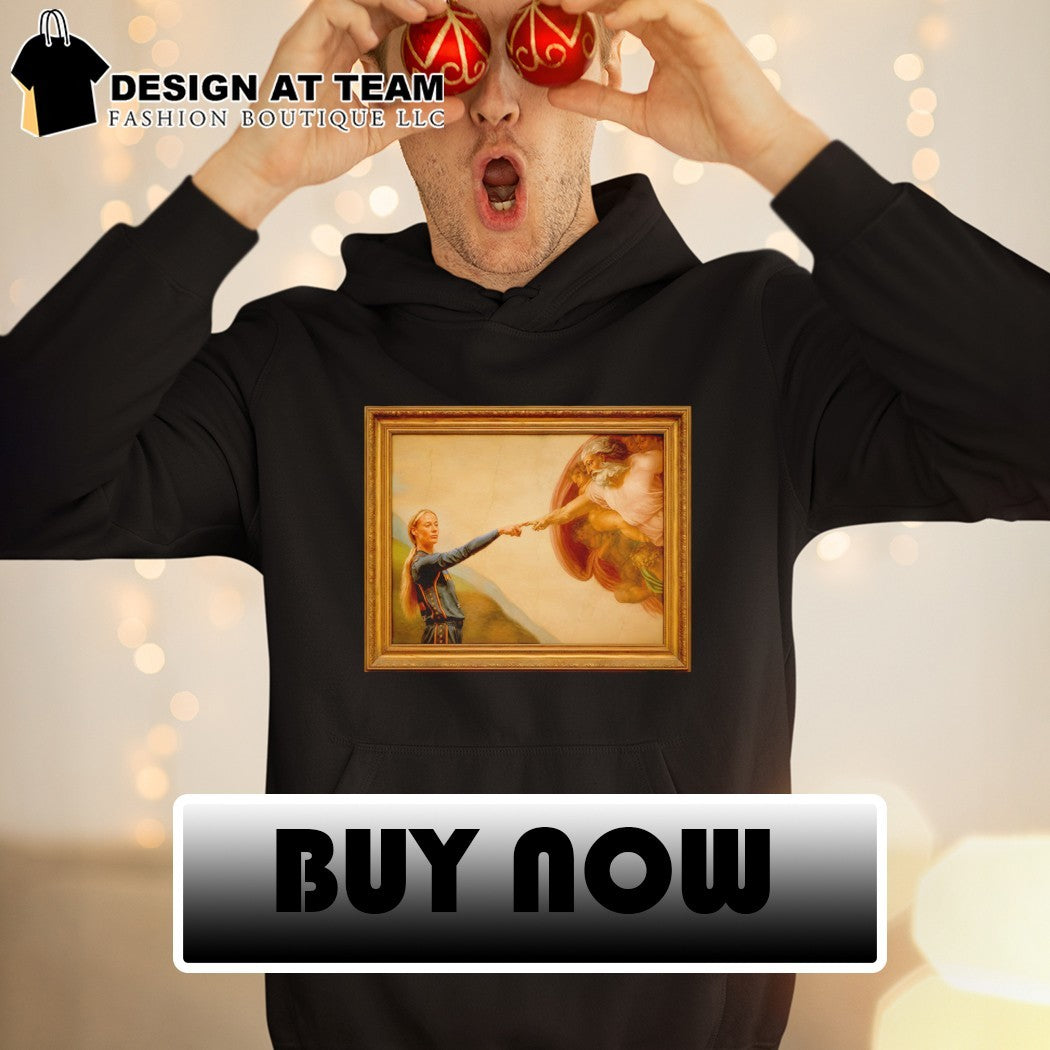 Sophie Cunningham pointing x The Creation of Adam art shirt