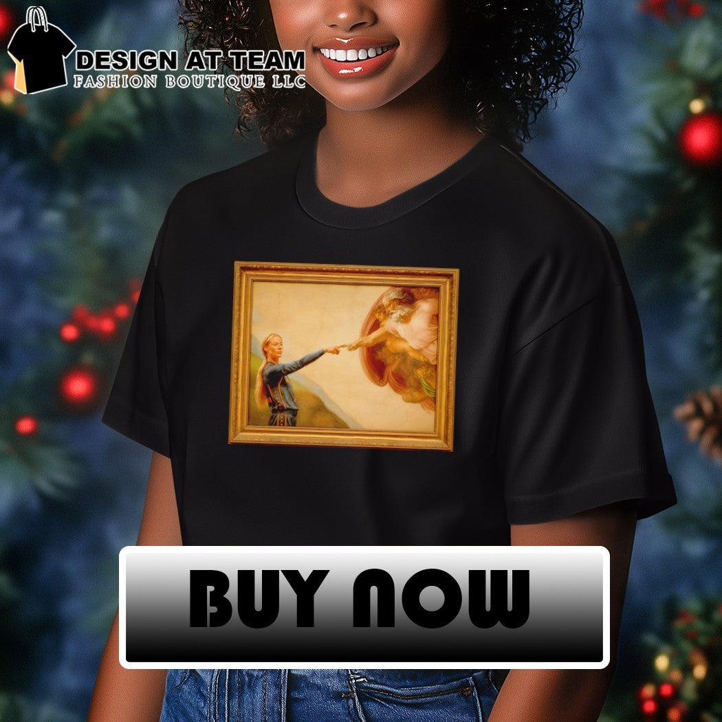 Sophie Cunningham pointing x The Creation of Adam art shirt