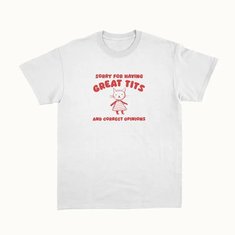 Sorry For Having Great Tits T Shirt, Animal Lover Gift, Sarcastic Racoon Tee, Unisex T-Shirt, Gifts For Adult Teenager...