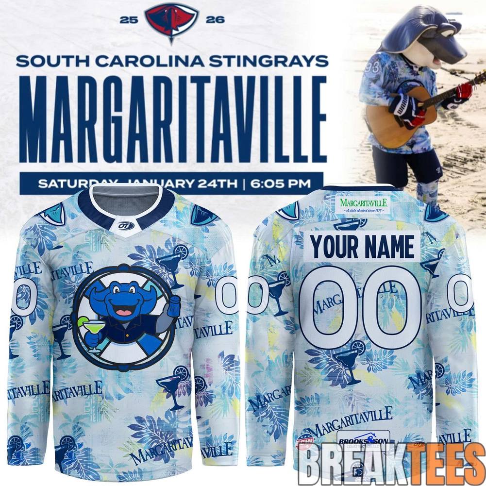 South Carolina Stingrays 2026 Margaritaville Night Custom Hockey Jersey