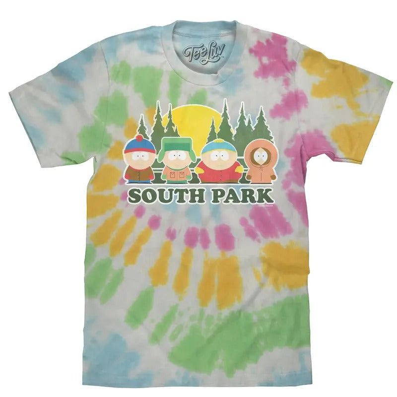 South Park Cartoon Cast Tie Dye T-Shirt - Yosemite Hoodie, Sweatshirt | UrbanDripWear.com