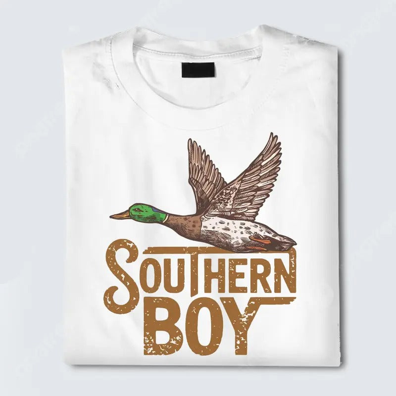 Southern Boy Mallard Hunting Unisex Shirt, Southern and Camo Boys Hunting Tee, Camo Outdoors Lovers Tee, Gift For Him...