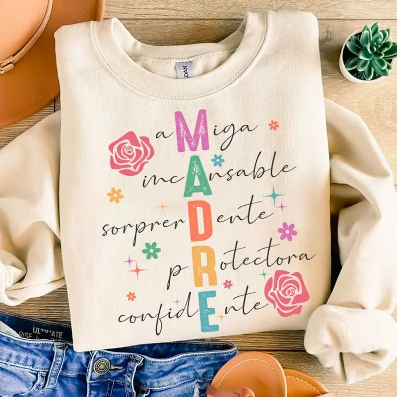 Spanish Mothers Day shirt , Retro Madre, Mother's Day shirt Hoodie, Sweatshirt | UrbanDripWear.com