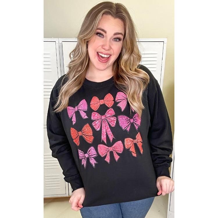 Sparkle Bow Graphic Sweatshirt T-Shirts, Hoodie | UrbanDripWear.com