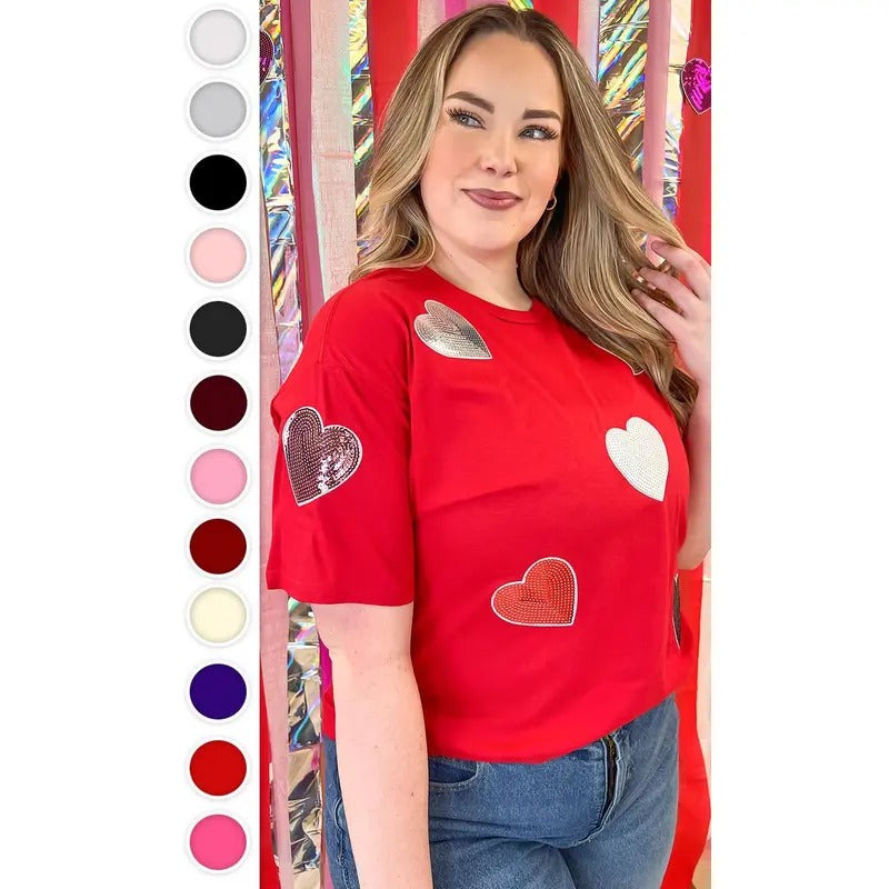 Sparkle Sequin Valentine Heart Graphic T-Shirt Hoodie, Sweatshirt | UrbanDripWear.com