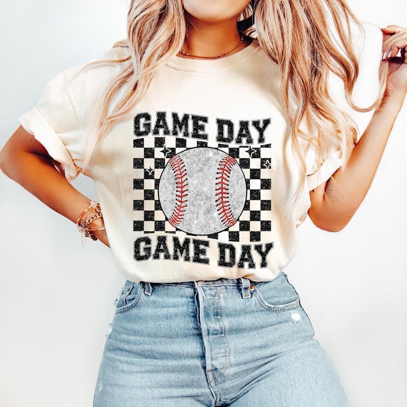 Sparkly Baseball T-Shirt, Game Day T-Shirt, Baseball Team T-Shirt, Baseball Mom T-Shirt, Faux Sequin,, tshirt hot trend...