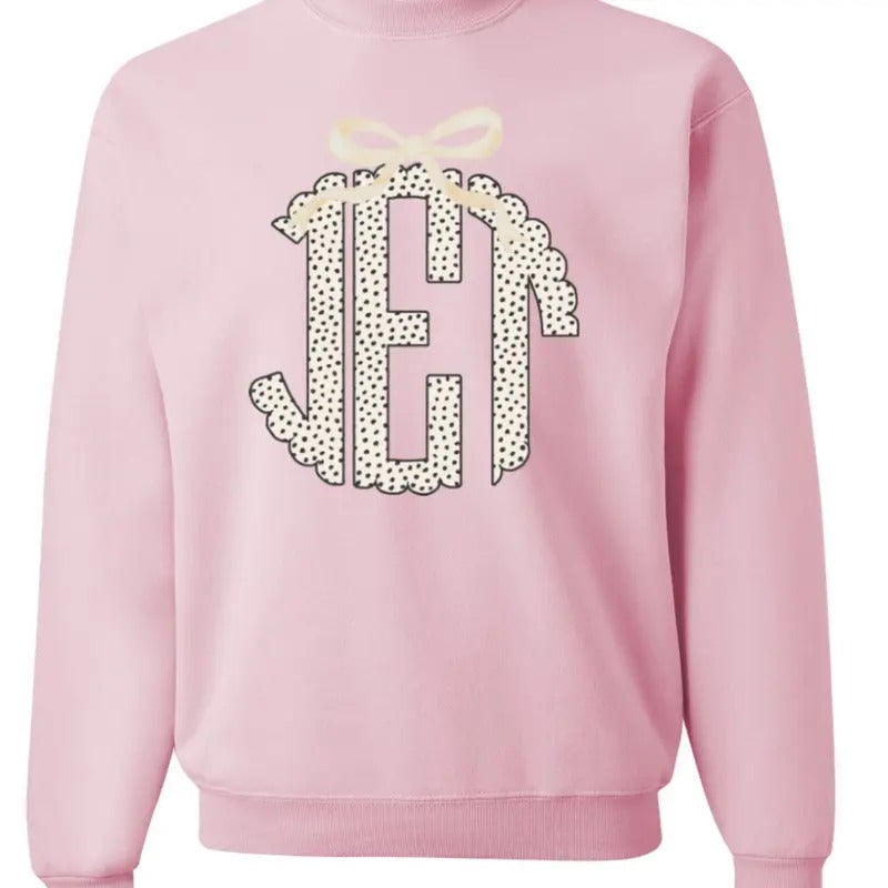 Speckled Monogram with Bow  Unisex NuBlend Crew Sweatshirt PREPPY MONOGRAM GIRLY T-Shirts, Hoodie | UrbanDripWear.com
