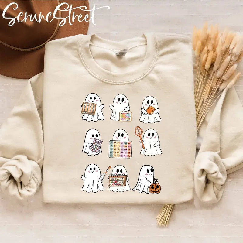 Speech Therapy Sweatshirt Trick Or Speech Halloween Slp Halloween Shirt Speech Therapist Halloween Spooky Slp Cute Ghost...