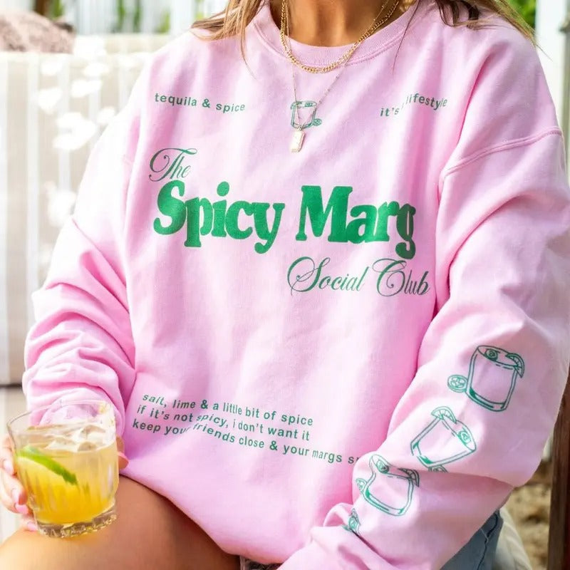 'Spicy Marg Social Club' Crewneck Sweatshirt T-Shirts, Hoodie | UrbanDripWear.com