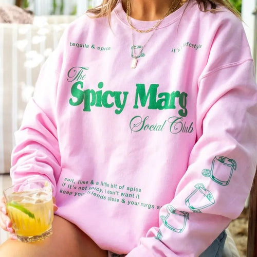 'Spicy Marg Social Club' Crewneck Sweatshirt T-Shirts, Hoodie | UrbanDripWear.com