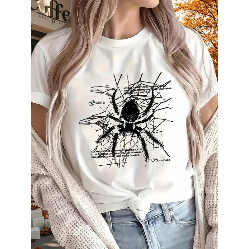 Spider  Women'S Printed T-shirt, Short Sleeves, Four Seasons Can Be Worn for Outdoor, Home, Sports Top Gift style 02...