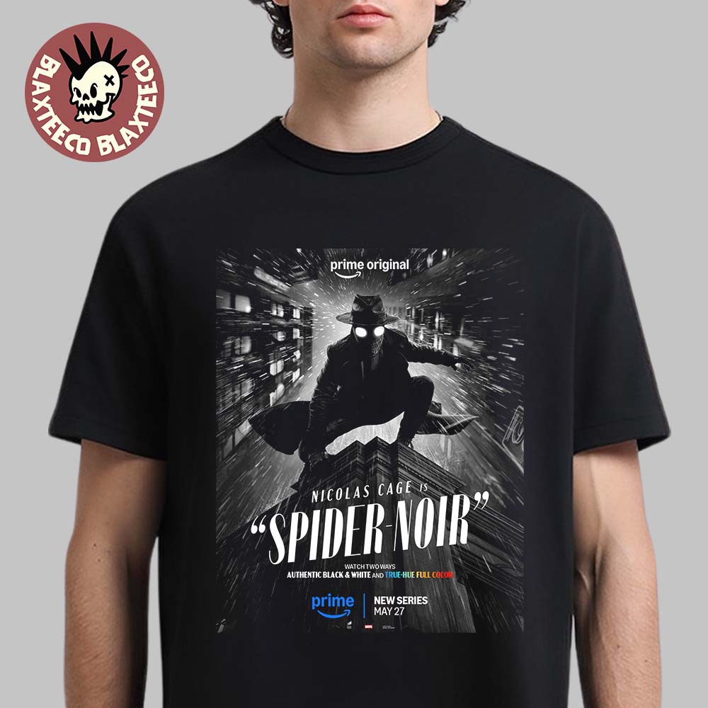 Spider-Noir Starring Nicolas Cage New Series Poster Authentic Black And White Version T-Shirt