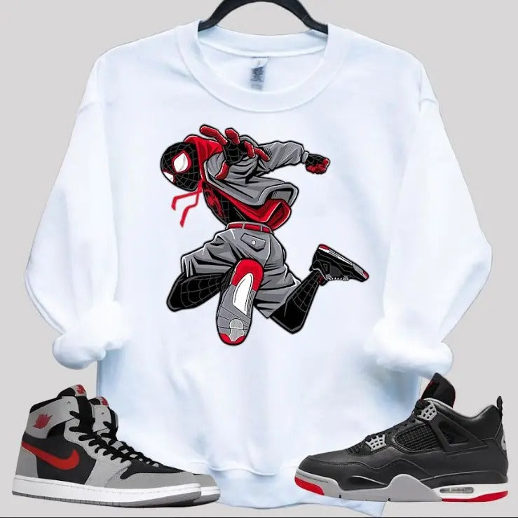 Spidey Kicks Sweatshirt T-Shirt To Match Sneaker Black and White Hoodie | UrbanDripWear.com