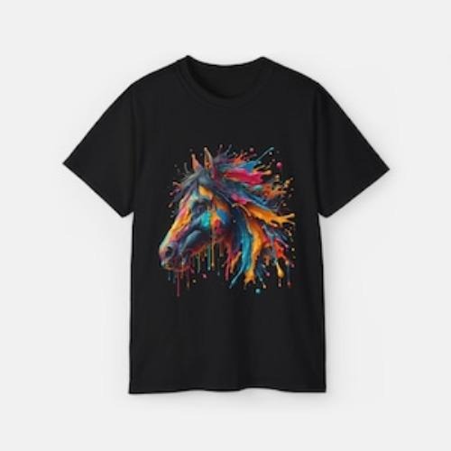 Spirit Splash T-shirt Exclusively Designed Vibrant Horse Art Tee made in usa Hoodie, Sweatshirt | UrbanDripWear.com