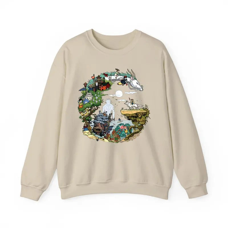 Spirited Away Studio Ghibli Sweatshirt, Hayao Miyazaki, Studio Ghibli Totoro Shirt, Ghibli No Face Shirt, Howl's Moving...