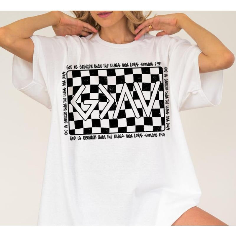 Spiritual and Trendy T - Shirt: Express Your Faith with a Modern "G > A V" Design