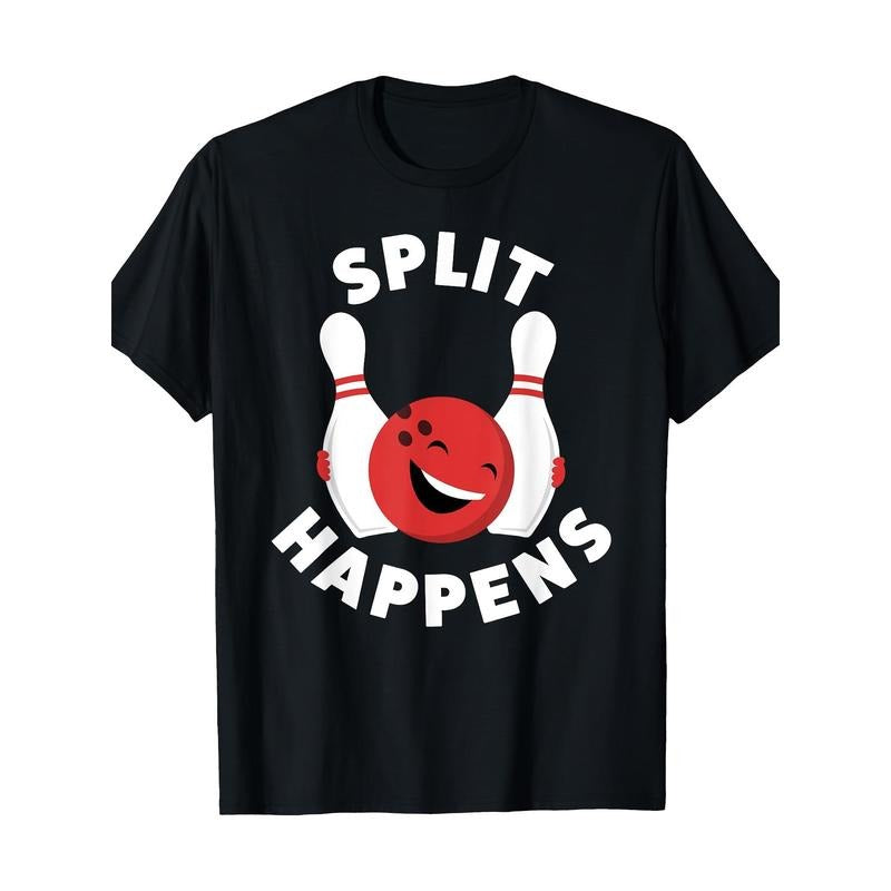 Split Happens Funny Bowling Shirt For Men 100% Cotton T-Shirt made in usa Hoodie, Sweatshirt | UrbanDripWear.com