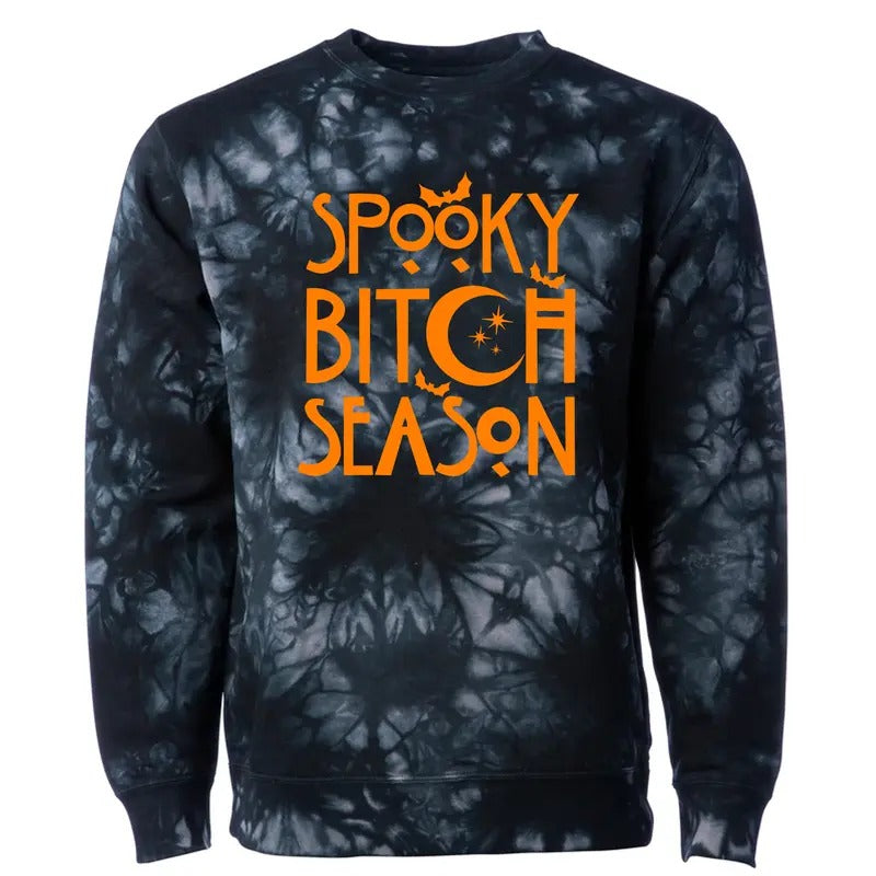 Spooky Bitch Tie Dye Crewneck Sweatshirt T-Shirts, Hoodie | UrbanDripWear.com