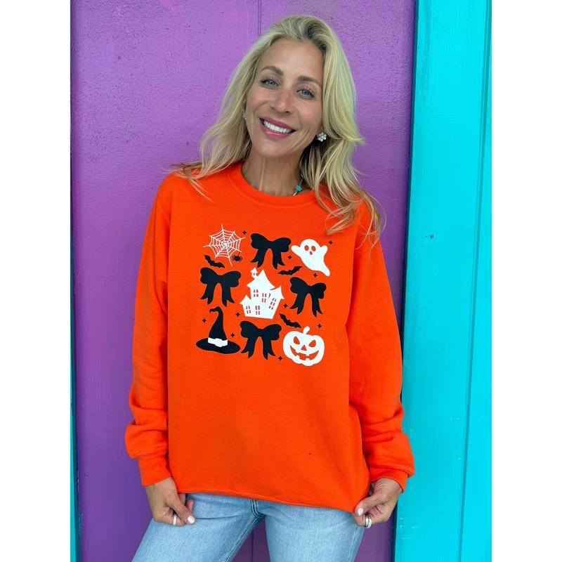 Spooky Bows Orange Sweatshirt T-Shirts, Hoodie | UrbanDripWear.com